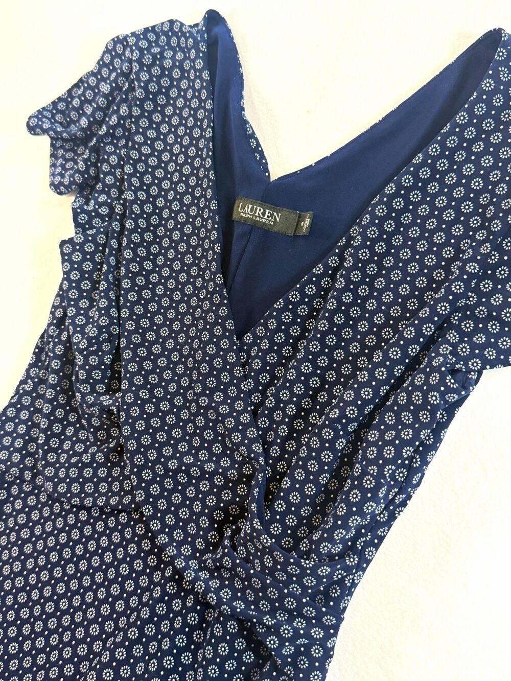Lauren Ralph Lauren Navy Floral Max Wrap Dress Size 0